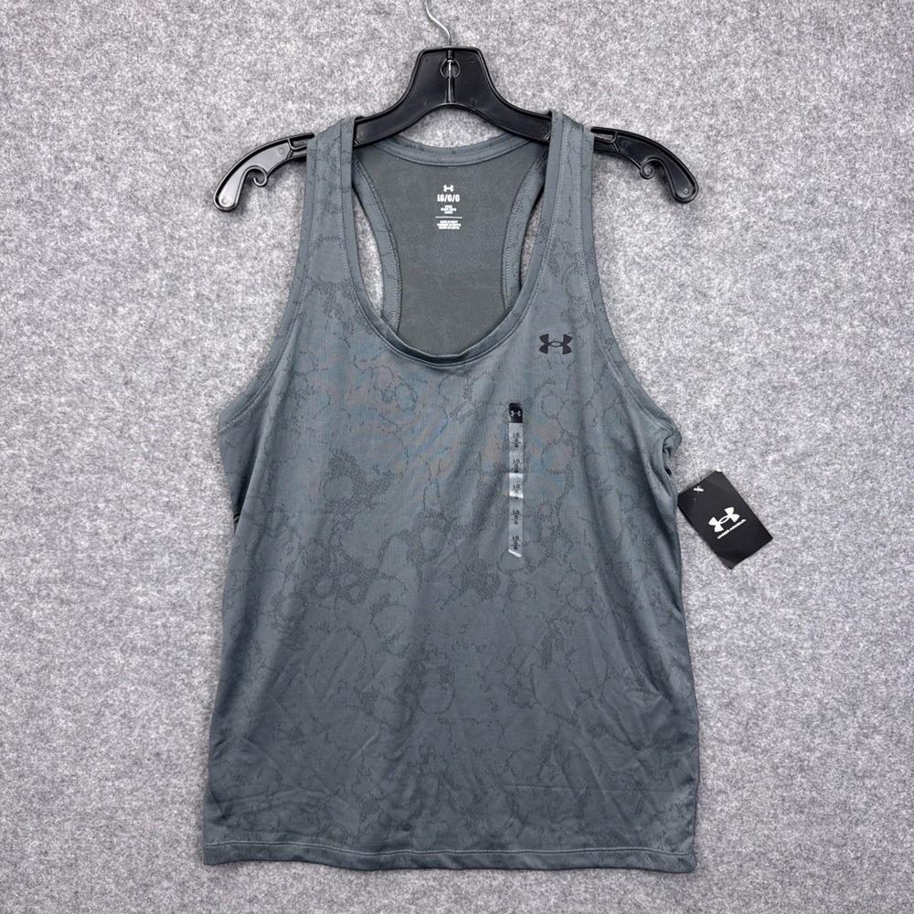 Under Armour Womens Velocity Jacquard Tank Top Grey Loose‎ Fit 1373081-012 NWT L